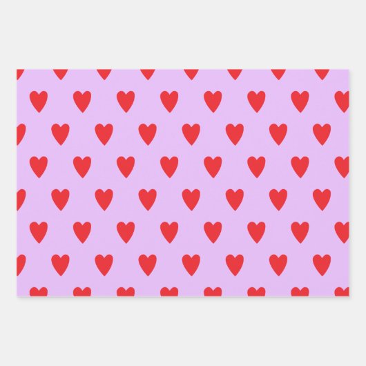 Red Hearts Abstract hand getekend Boho Style Patro Inpakpapier Vel (Voorkant 2)