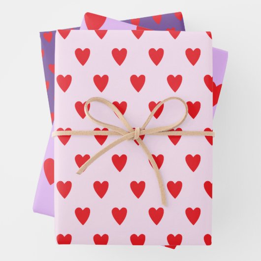 Red Hearts Abstract hand getekend Boho Style Patro Inpakpapier Vel (In situ)