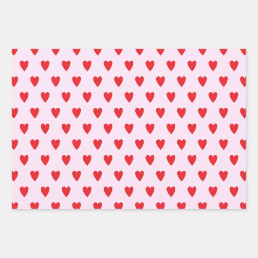 Red Hearts Abstract hand getekend Boho Style Patro Inpakpapier Vel (Voorkant)