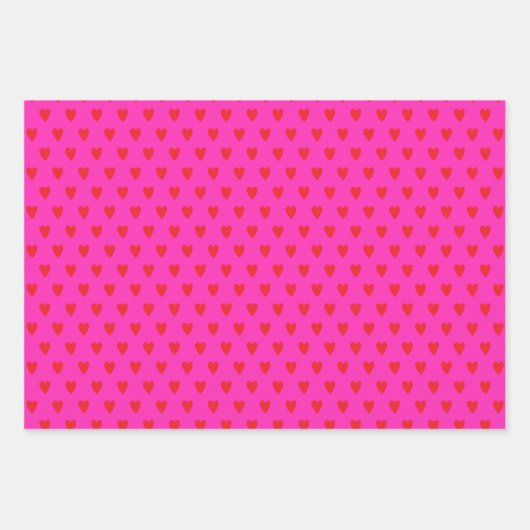 Red Hearts Abstract hand getekend Boho Style Patro Inpakpapier Vel (Voorkant 3)