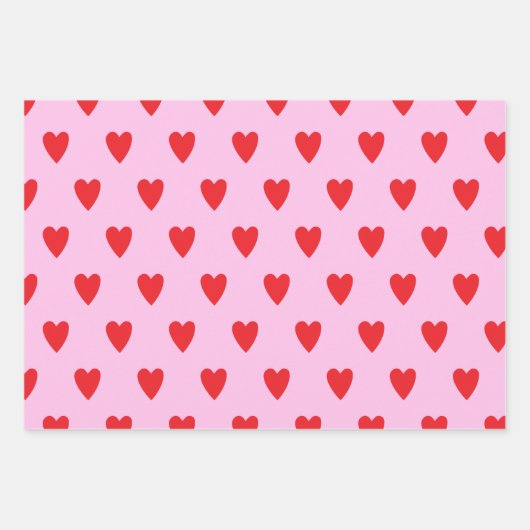 Red Hearts Abstract hand getekend Boho Style Patro Inpakpapier Vel (Voorkant 2)