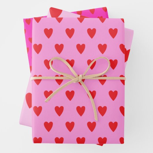 Red Hearts Abstract hand getekend Boho Style Patro Inpakpapier Vel (In situ)