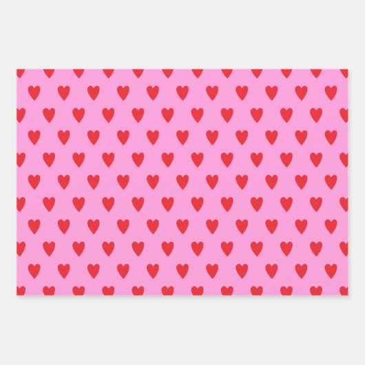 Red Hearts Abstract hand getekend Boho Style Patro Inpakpapier Vel (Voorkant)