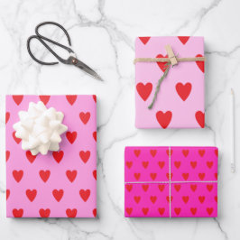 Red Hearts Abstract hand getekend Boho Style Patro Inpakpapier Vel