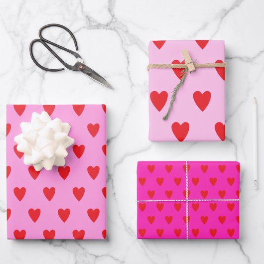 Red Hearts Abstract hand getekend Boho Style Patro Inpakpapier Vel (Voorkant)