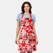 Red Hearts All-Over Print Apron Schort (Gedragen)
