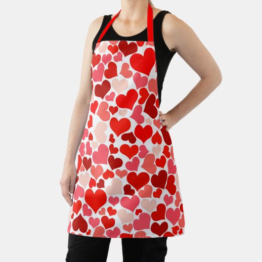 Red Hearts All-Over Print Apron Schort (Insitu)