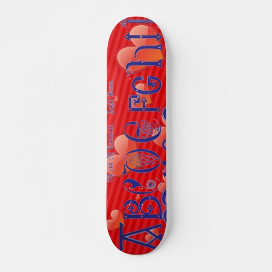 Red Hearts Alphabet Skateboard (Voorkant)