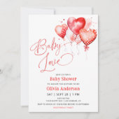 Red Hearts Baby Love Valentijns Baby shower Kaart (Voorkant)