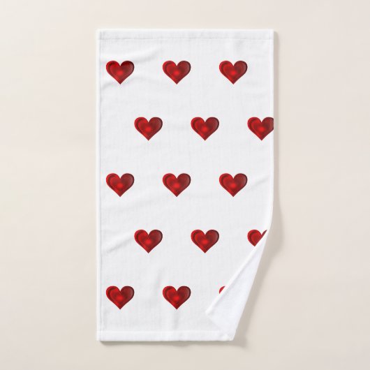 Red Hearts Bath Towel Set Bad Handdoek (Handdoek)