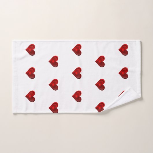Red Hearts Bath Towel Set Bad Handdoek (Handdoek)