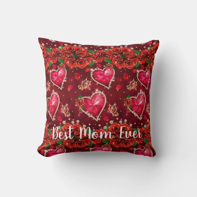 Red Hearts Best mam in 2022 Trendy Chic Gift Kussen (Voorkant)