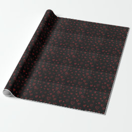 Red Hearts Black paperGift ,Valentines Day  Cadeaupapier