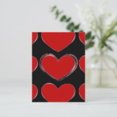 Red Hearts Black Pop Art Love Briefkaart (Staand voorkant)