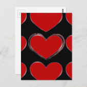 Red Hearts Black Pop Art Love Briefkaart (Voorkant / Achterkant)