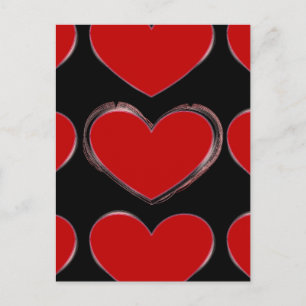 Red Hearts Black Pop Art Love Briefkaart