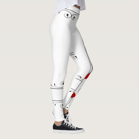 Red Hearts Black Vines Pattern Leggings (Rechts)