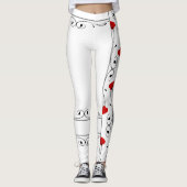Red Hearts Black Vines Pattern Leggings (Voorkant)