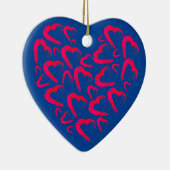 Red Hearts Blue Keramisch Ornament (Rechts)