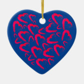 Red Hearts Blue Keramisch Ornament (Voorkant)