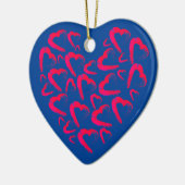Red Hearts Blue Keramisch Ornament (Links)