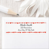 Red Hearts Border aangepaste Adresetiketten Etiket (Insitu)