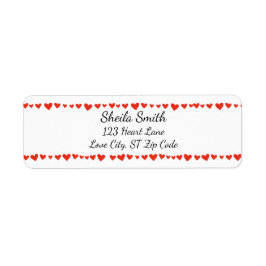 Red Hearts Border aangepaste Adresetiketten Etiket