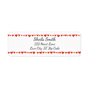 Red Hearts Border aangepaste Adresetiketten Etiket