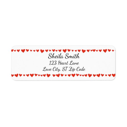 Red Hearts Border aangepaste Adresetiketten Etiket (Voorkant)