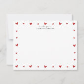 Red Hearts Border Valentines Note Card Kaart (Voorkant)