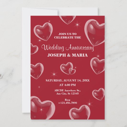 Red Hearts bubble bruiloft Kaart (Voorkant)