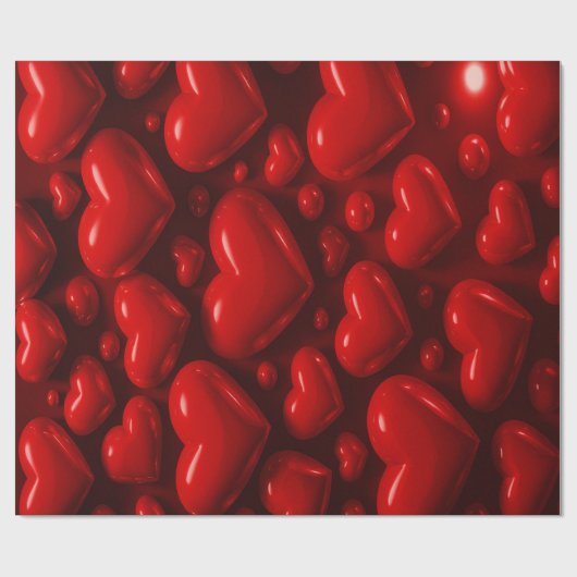 Red Hearts Bubble Pattern Cadeaupapier (Vlak)