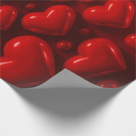 Red Hearts Bubble Pattern Cadeaupapier