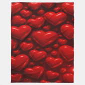 Red Hearts Bubble Pattern Fleece Deken (Voorkant)