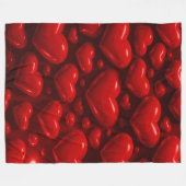 Red Hearts Bubble Pattern Fleece Deken (Voorkant (Horizontaal))