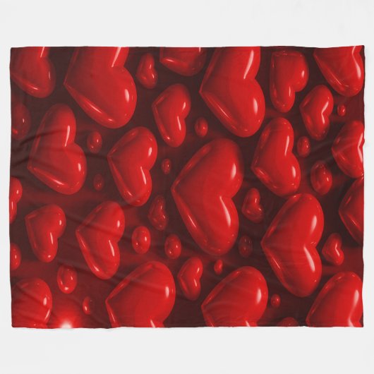 Red Hearts Bubble Pattern Fleece Deken (Voorkant (Horizontaal))