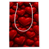 Red Hearts Bubble Pattern Medium Cadeauzakje (Voorkant)