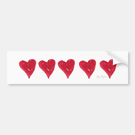 Red Hearts Bumpersticker (Voorkant)
