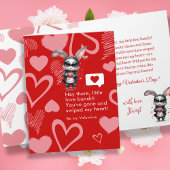 Red Hearts Bunny Love Bandit Funny Valentijnsdag Kaart