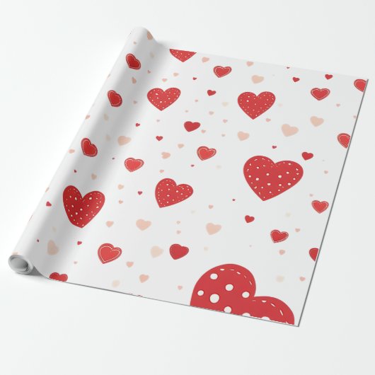 Red hearts cadeaupapier (Uitgerold)