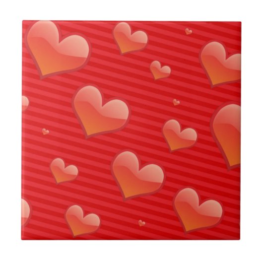 Red Hearts Ceramic Tile Tegeltje (Voorkant)
