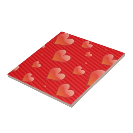 Red Hearts Ceramic Tile Tegeltje (Zijkant)