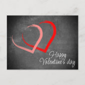 Red Hearts Chalkboard Happy Valentijn Day Feestdagenkaart (Voorkant)