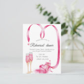 Red Hearts Champagne glas repetitie diner Kaart (Staand voorkant)