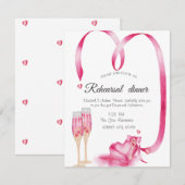 Red Hearts Champagne glas repetitie diner Kaart (Voorkant / Achterkant)