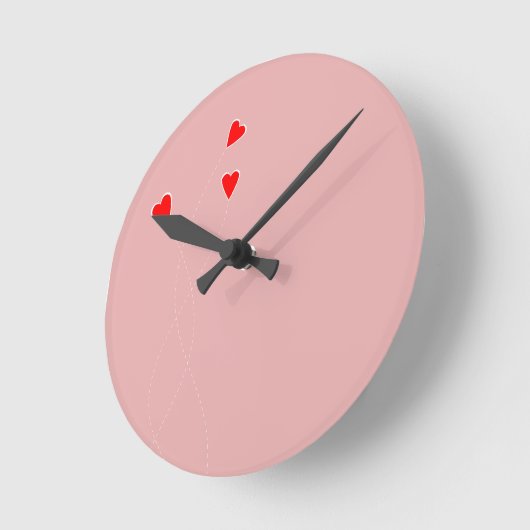 Red Hearts Clock Ronde Klok (Hoek)