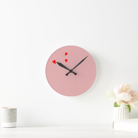 Red Hearts Clock Ronde Klok (Huis)