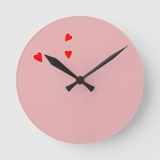 Red Hearts Clock Ronde Klok (Voorkant)