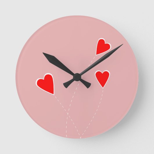 Red Hearts Clock Ronde Klok (Voorkant)