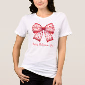 Red Hearts Coquette Valentijnsdag Bow Tri-Blend Shirt (Voorkant)